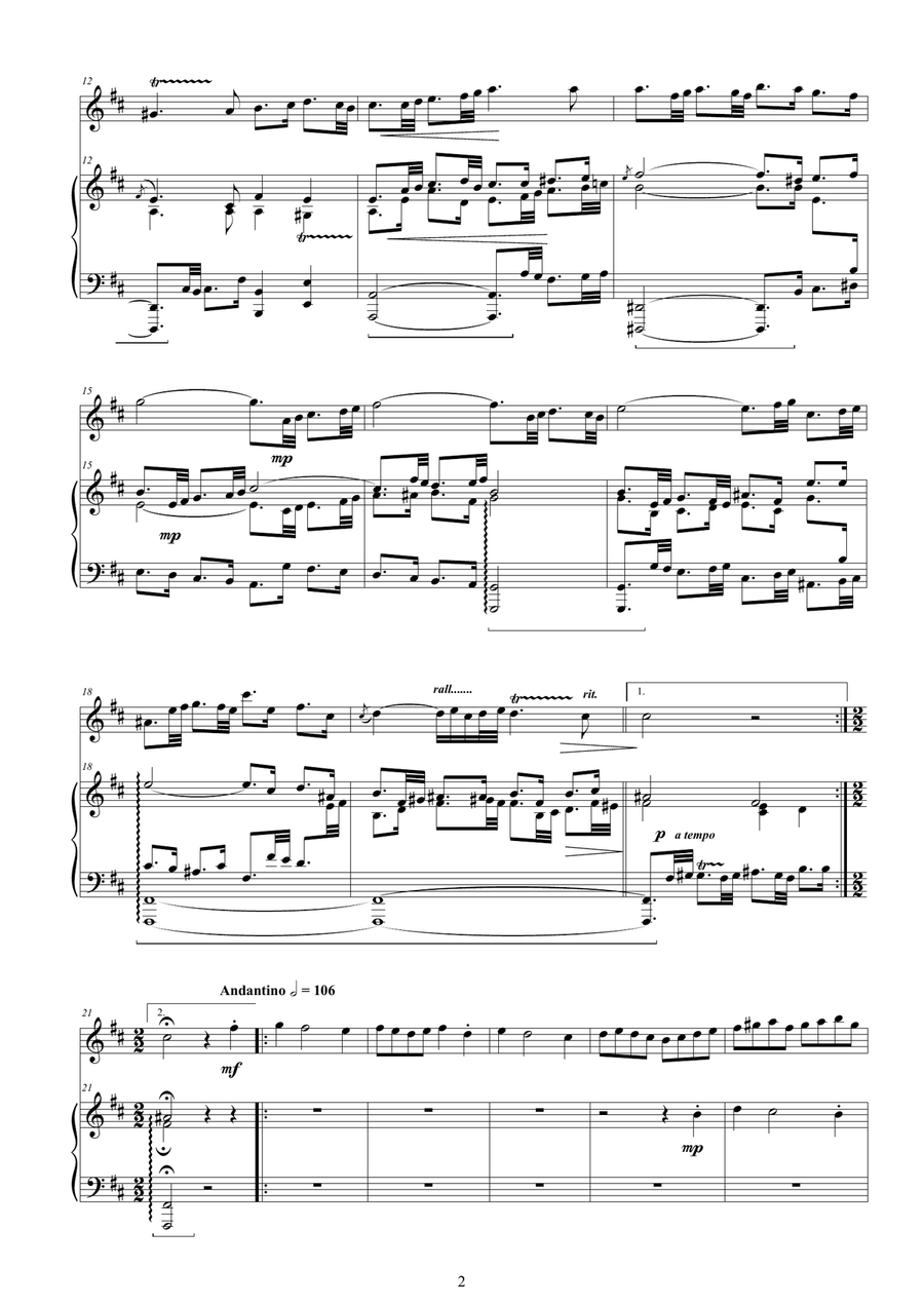 Bach - Suite no.2 in B minor BWV 1067 for Flute and Piano Flute Solo scores gallery preview page 2