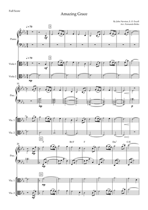Amazing Grace (John Newton, E. O. Excell) for Viola Duo and Piano Accompaniment with Chords