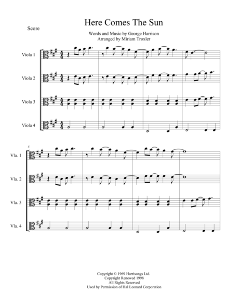 Here Comes The Sun Viola scores gallery preview page 2