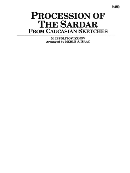 Procession of the Sardar: Piano Accompaniment