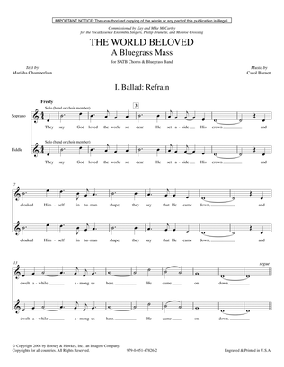 Book cover for The World Beloved: A Bluegrass Mass - Full Score