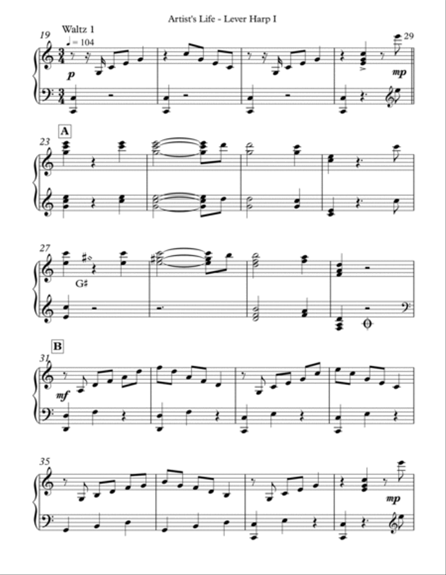 Artist’s Life, Op. 316 - Pedal Harp I Pedal Harp scores gallery preview page 3