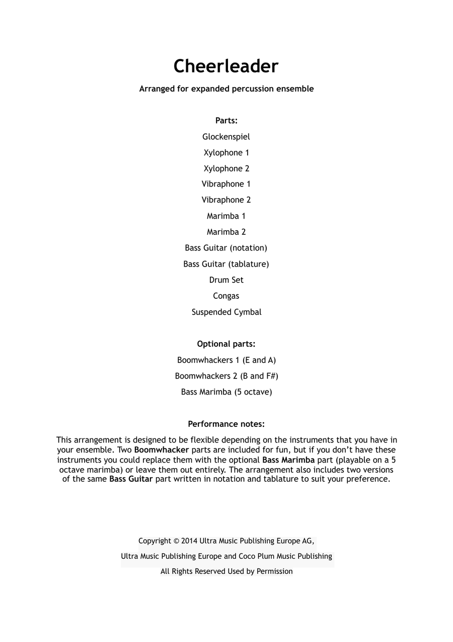 Cheerleader Percussion Ensemble scores gallery preview page 1