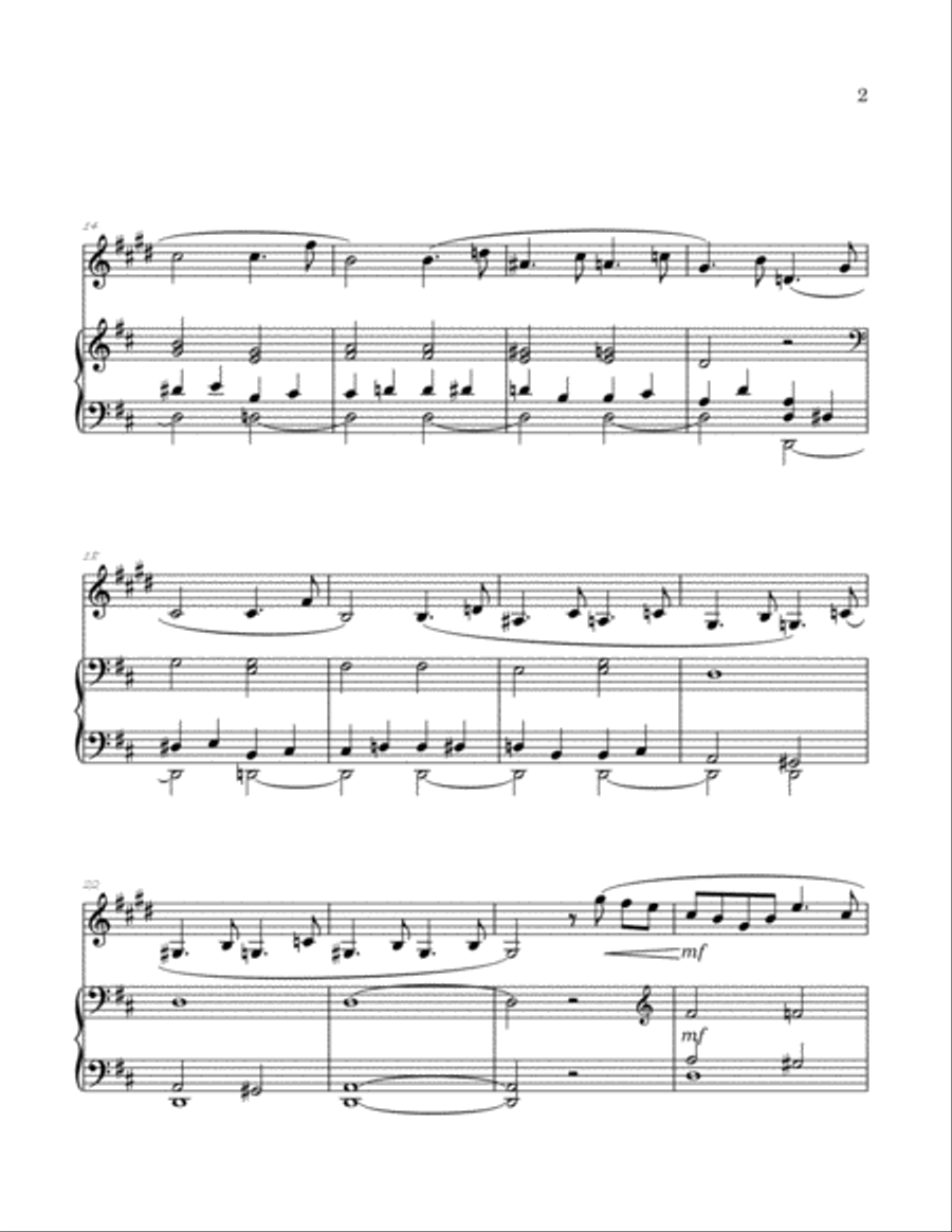 Theme from 1st Movement of Tchaikovsky's 6th Symphony (Pathetique) arranged for Bb Clarinet and Pian B-Flat Clarinet scores gallery preview page 3