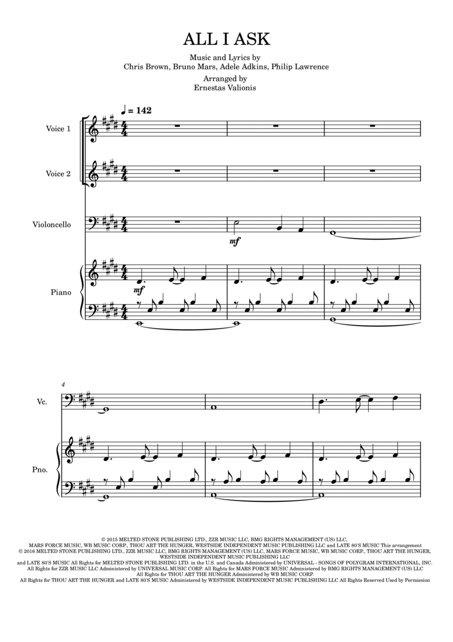 All I Ask All I Ask Piano scores gallery preview page 1