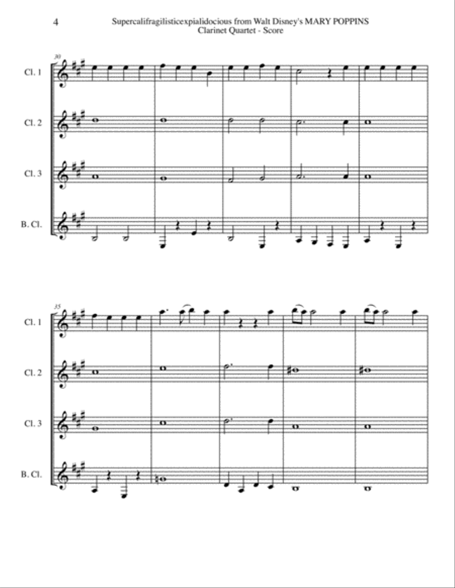 Supercalifragilisticexpialidocious from Walt Disney's MARY POPPINS Woodwind Quartet scores gallery preview page 4