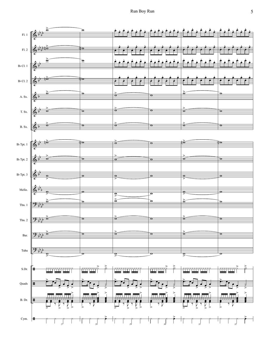 Run Boy Run Marching Band scores gallery preview page 5