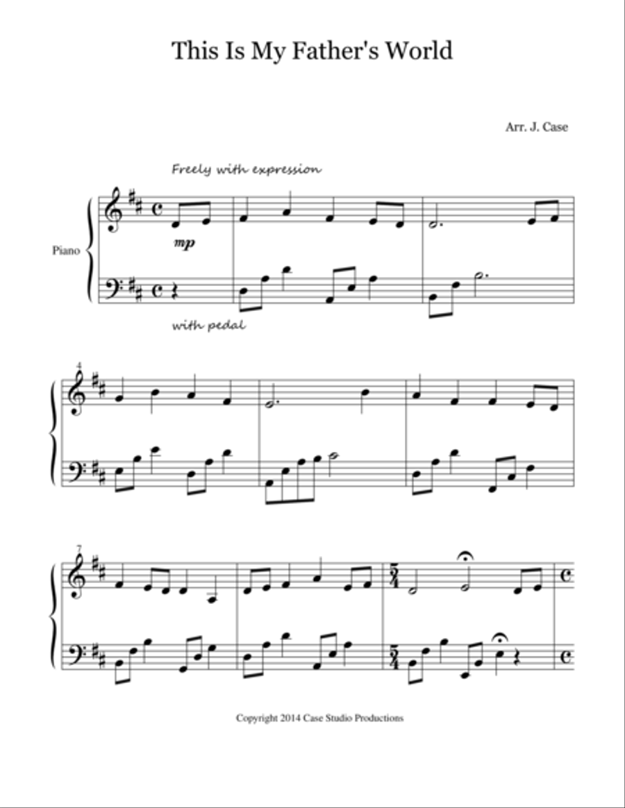 This Is My Father's World Easy Piano scores gallery preview page 1
