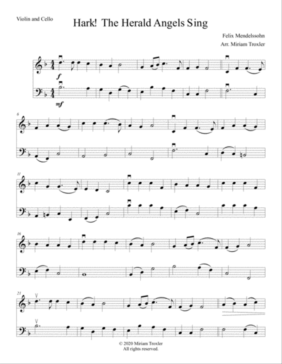 Traditional Christmas Carols for Two String Instruments: Violin and Cello String Duet scores gallery preview page 6