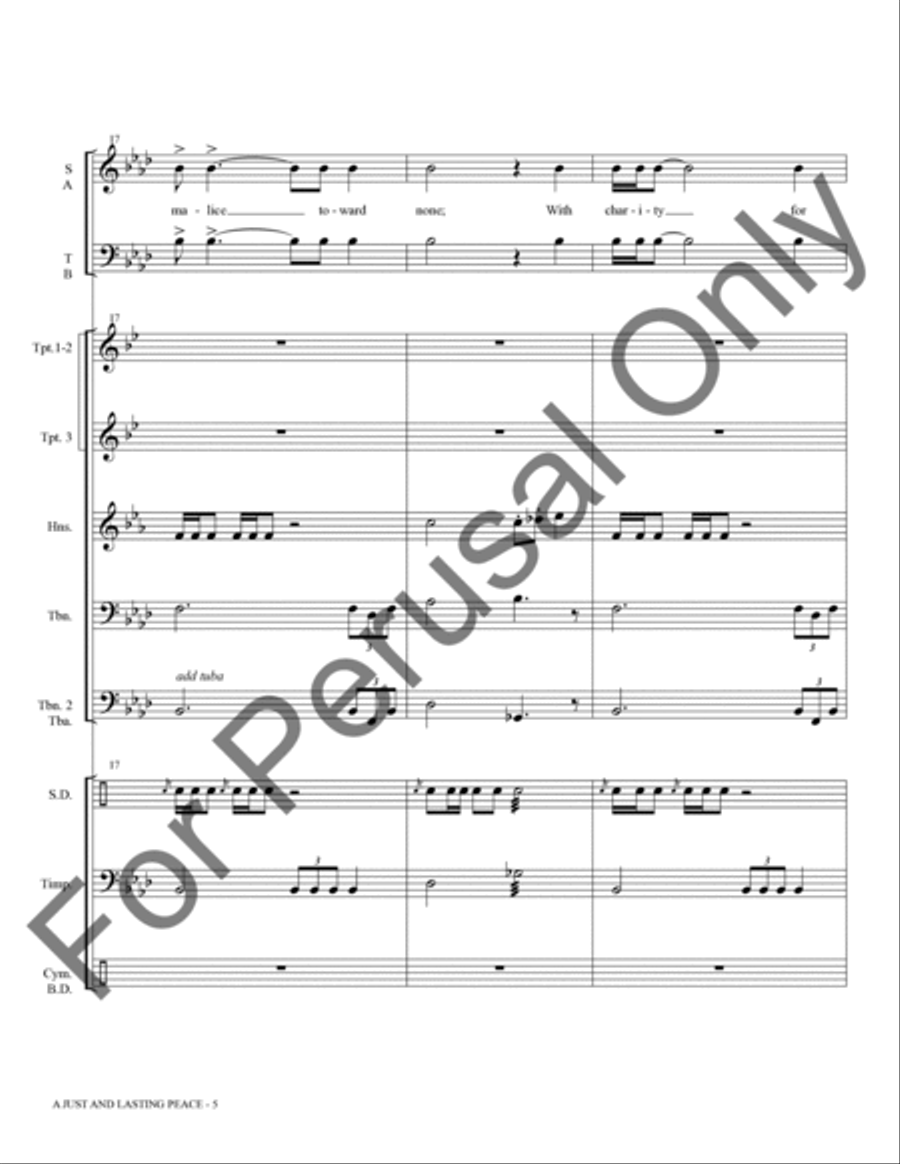 A Just And Lasting Peace (Brass and Percussion Score/Parts) Choir scores gallery preview page 6