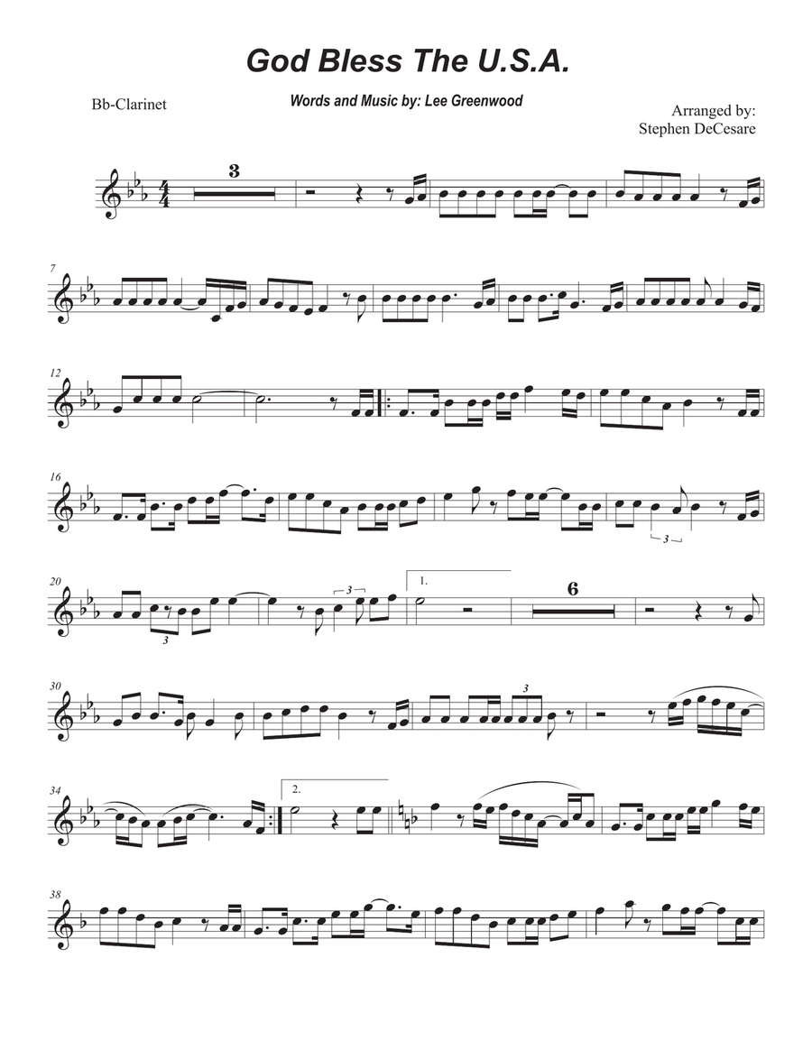 God Bless The U.S.A. Clarinet Solo scores gallery preview page 4