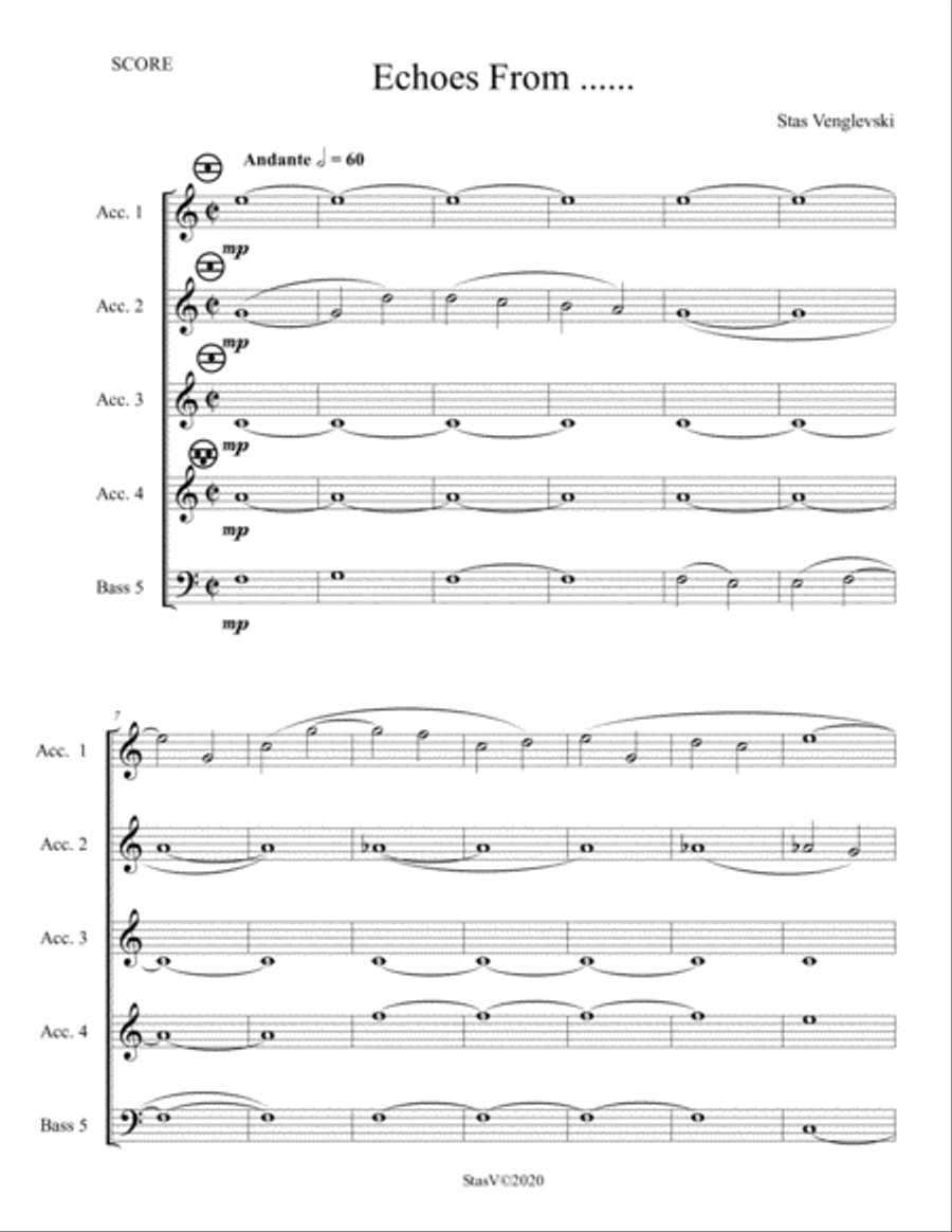 Echoes From ...... (for accordion orchestra) Accordion Orchestra scores gallery preview page 1