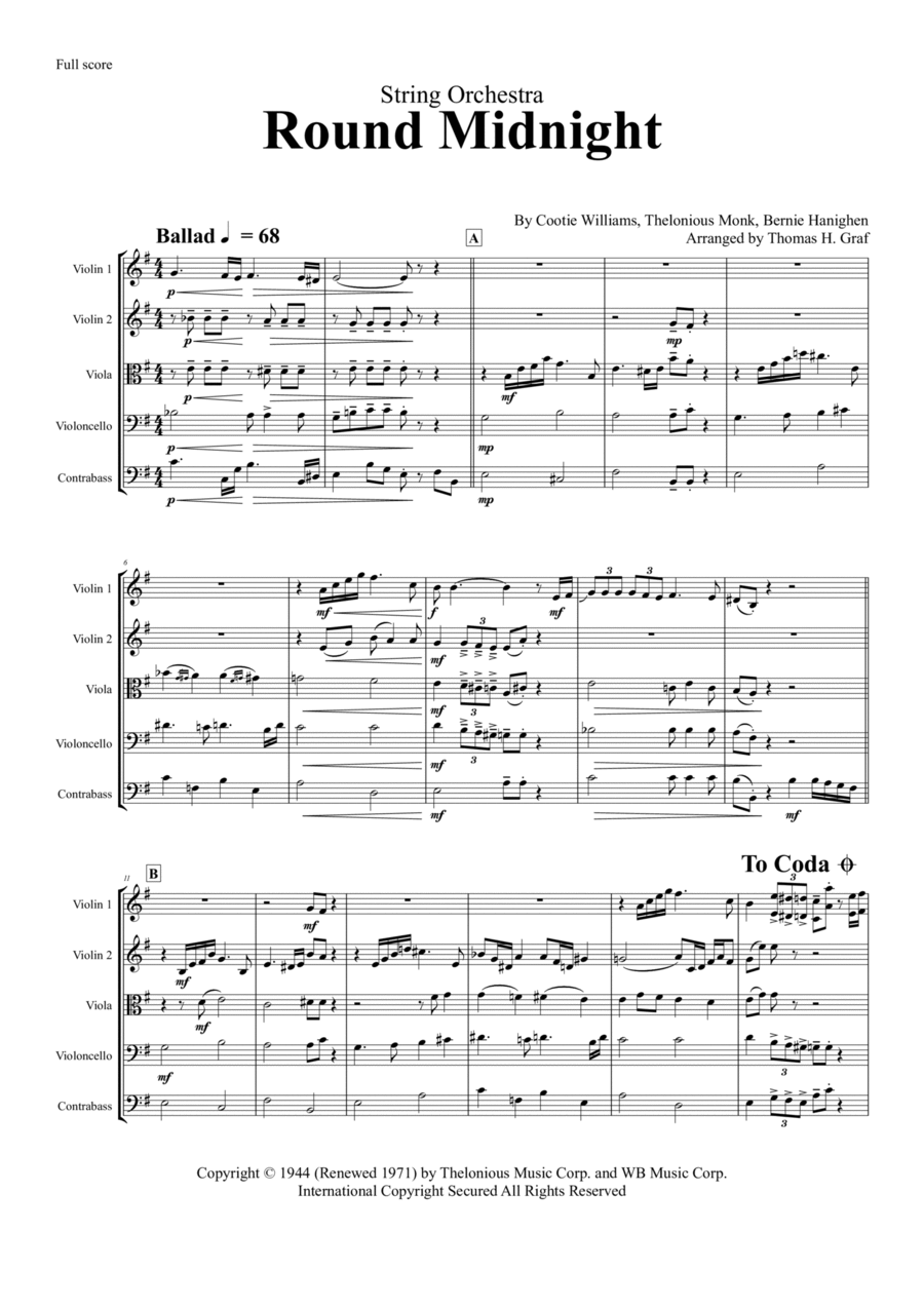 'round Midnight Cello scores gallery preview page 1