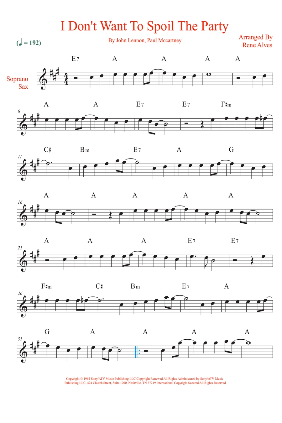 I Don't Want To Spoil The Party Soprano Saxophone scores gallery preview page 1
