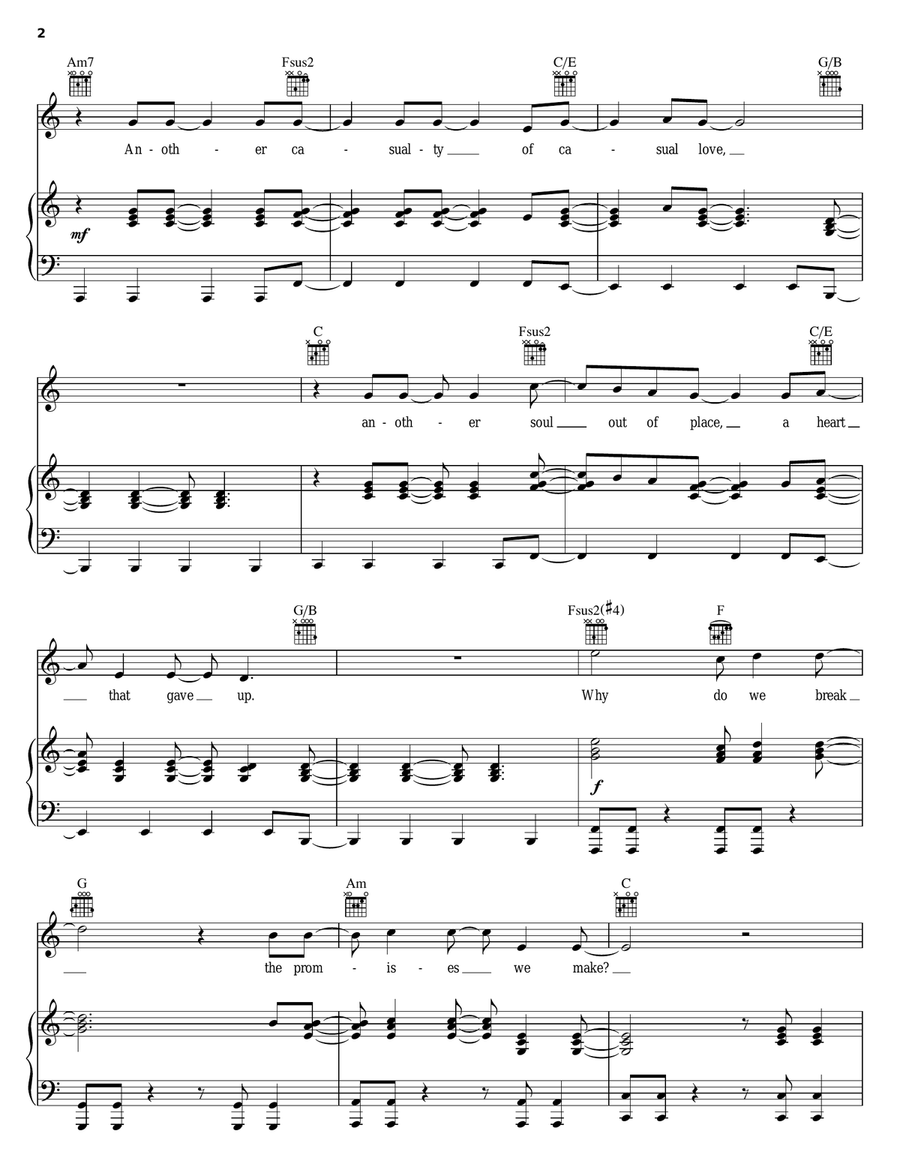 Don't Give Up Piano, Vocal, Guitar scores gallery preview page 2