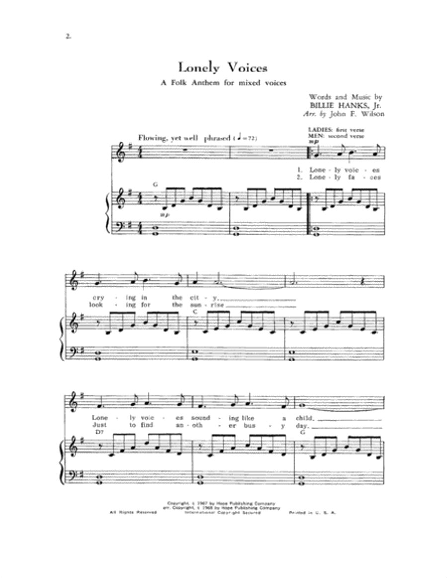Lonely Voices 4-Part scores gallery preview page 2