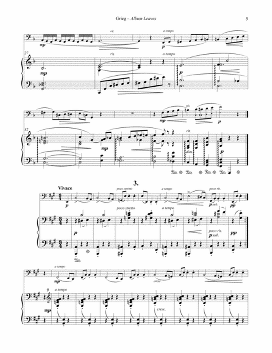 Album Leaves, Opus 28 for Tuba or Bass Trombone and Piano