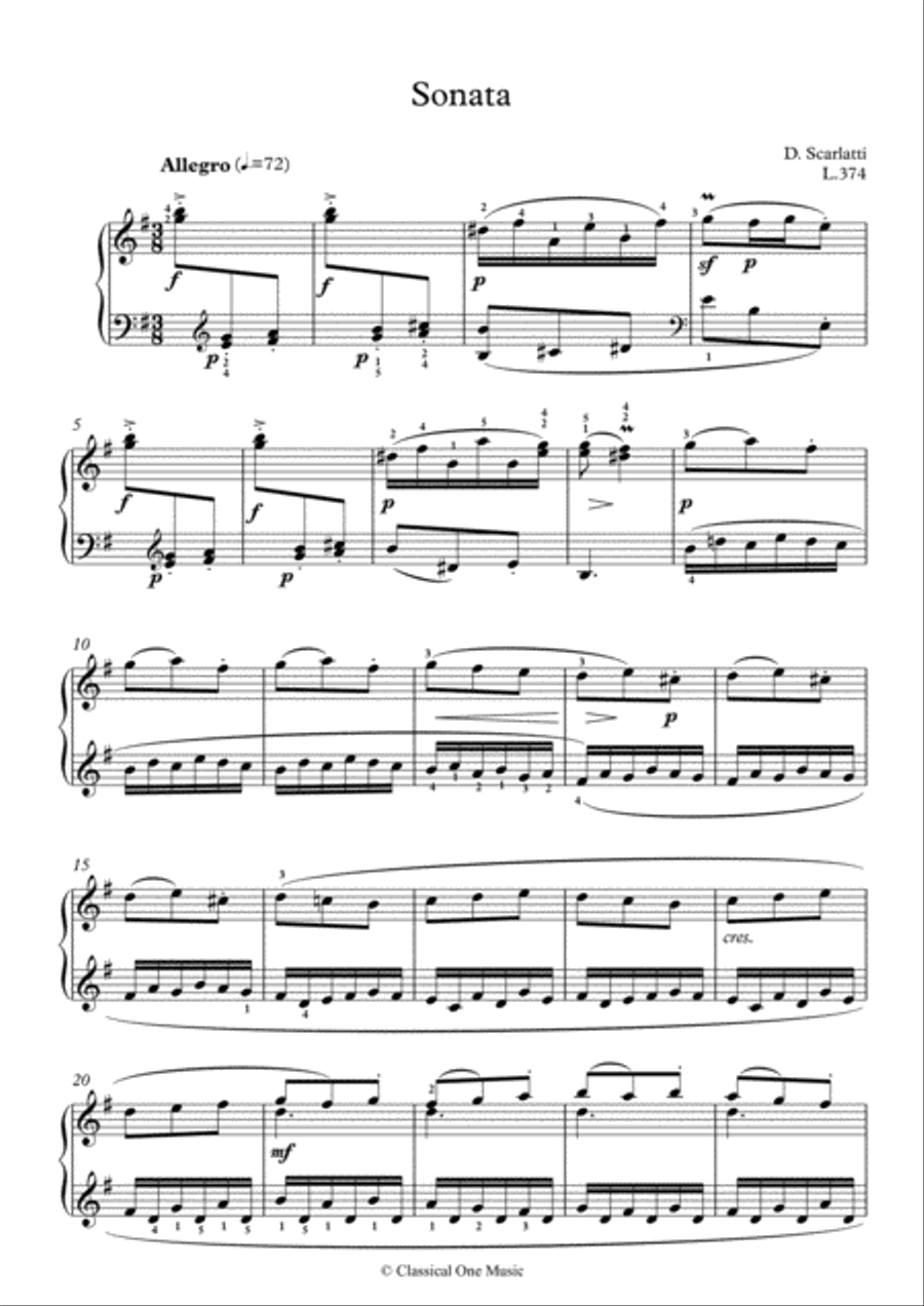 Scarlatti-Sonata in e-minor L.374 K.15(piano) Piano Solo scores gallery preview page 2