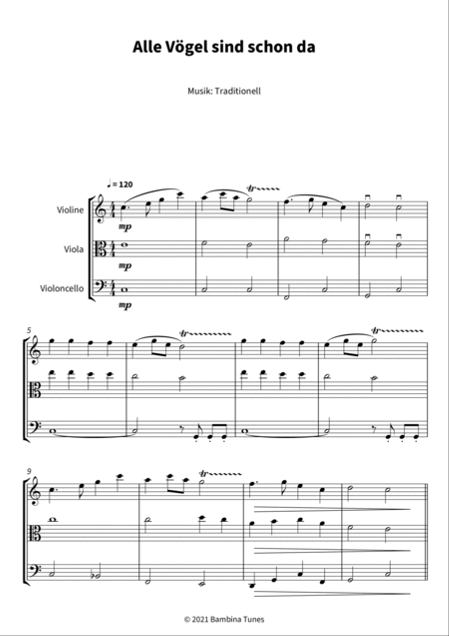 Alle Vogel sind schon da String Trio scores gallery preview page 3