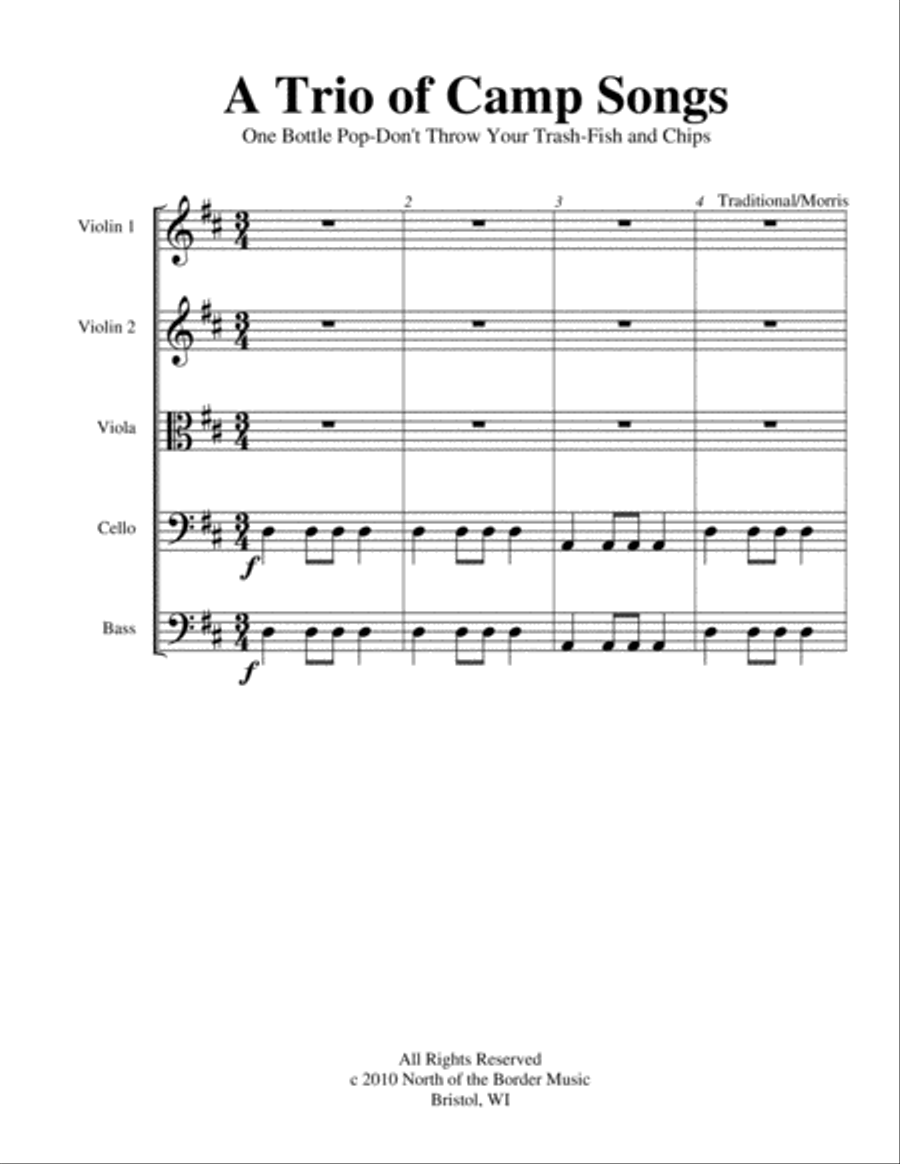A Trio of Camp Songs String Orchestra scores gallery preview page 2