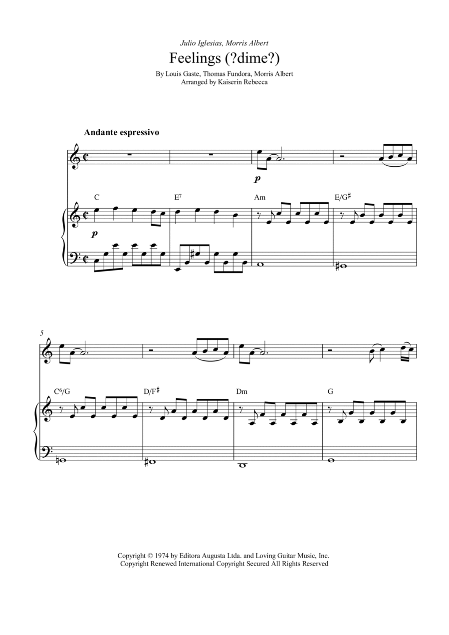 Feelings (?dime?) Violin Solo scores gallery preview page 1