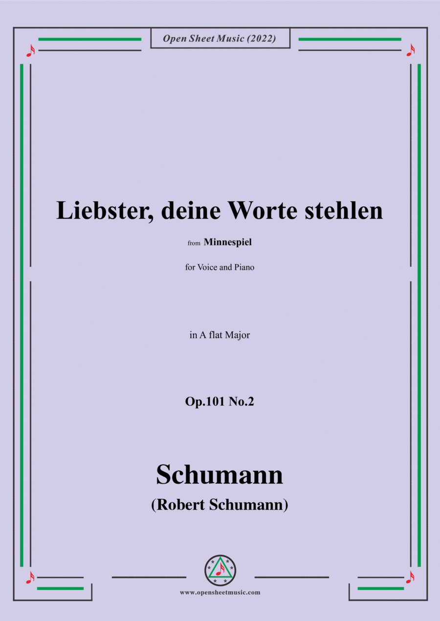 Schumann-Liebster,deine Worte stehlen,Op.101 No.2,in A flat Major Voice scores gallery preview page 1