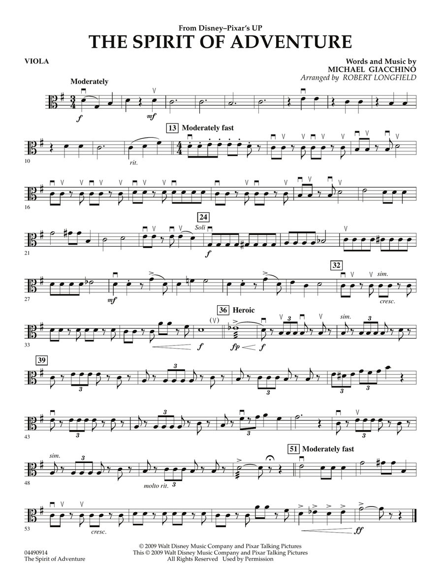 The Spirit Of Adventure (from Up) - Viola Orchestra scores gallery preview page 1