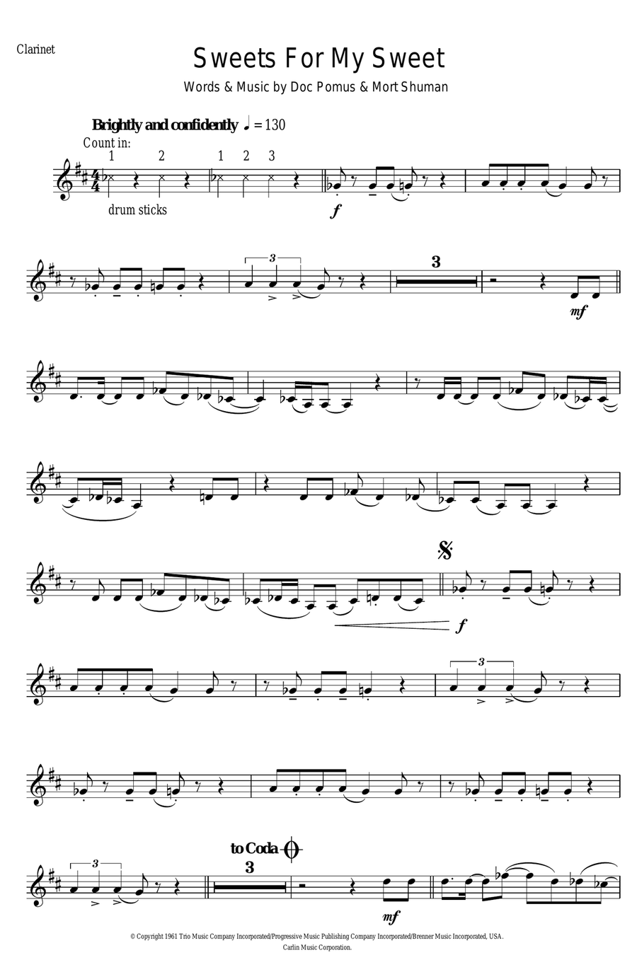 Sweets For My Sweet Clarinet Solo scores gallery preview page 1