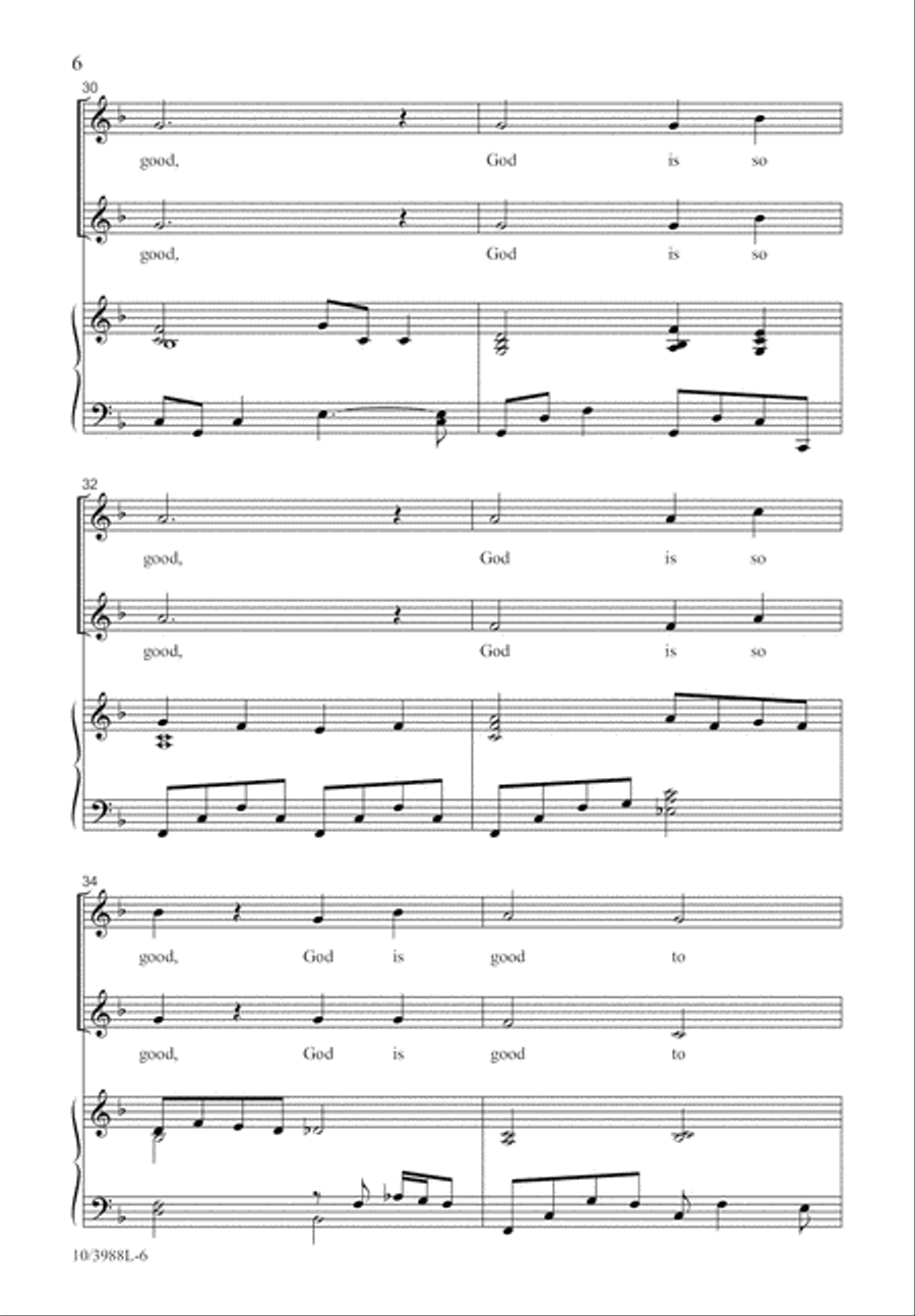 God Is So Good Unison Choir scores gallery preview page 6