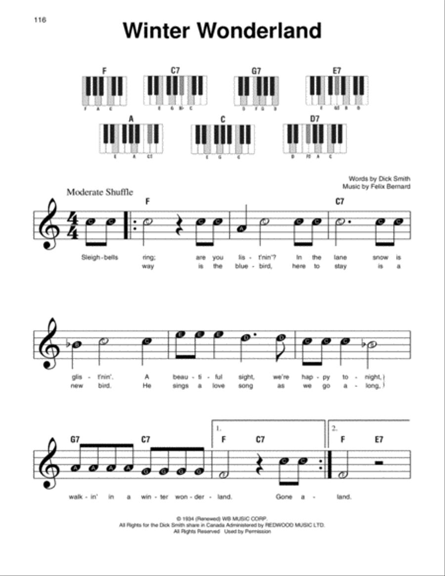 Winter Wonderland Winter Wonderland Easy Piano scores gallery preview page 1