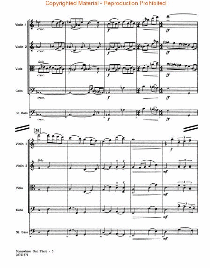 Somewhere Out There (from An American Tail) String Quartet scores gallery preview page 3