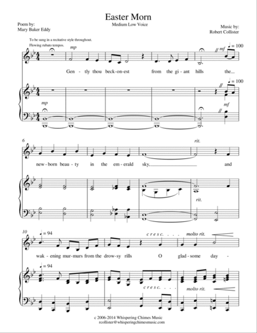 Easter Morn medium low voice Low Voice scores gallery preview page 2