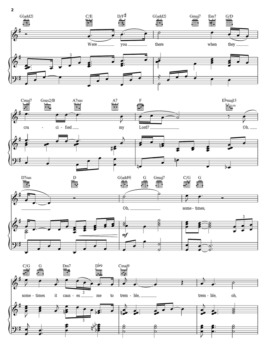 Were You There? Were You There? Piano, Vocal, Guitar scores gallery preview page 2