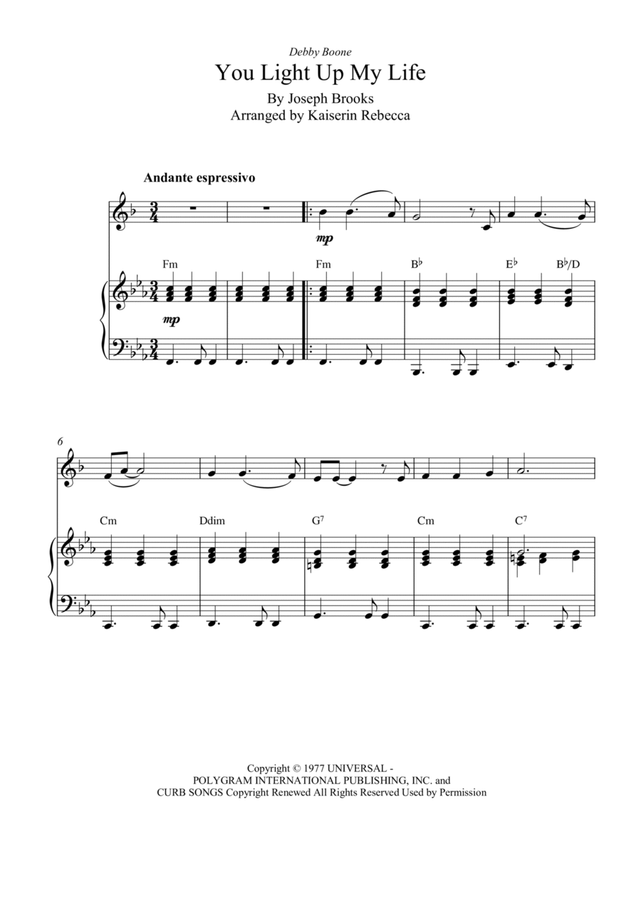 You Light Up My Life Tenor Saxophone scores gallery preview page 1