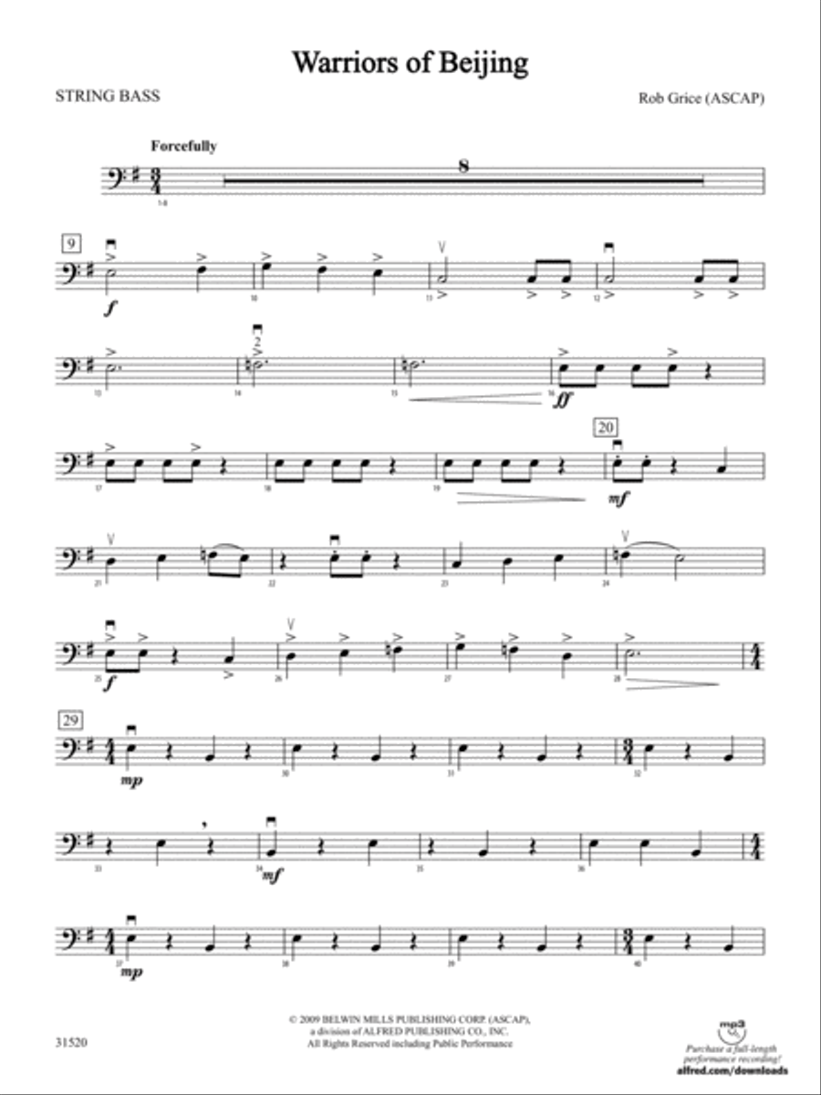 Warriors of Beijing: String Bass String Orchestra scores gallery preview page 1