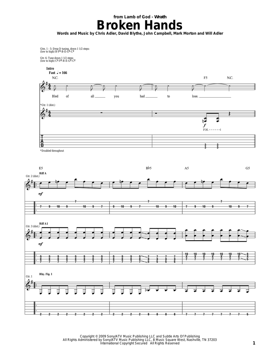 Broken Hands Acoustic Guitar scores gallery preview page 1