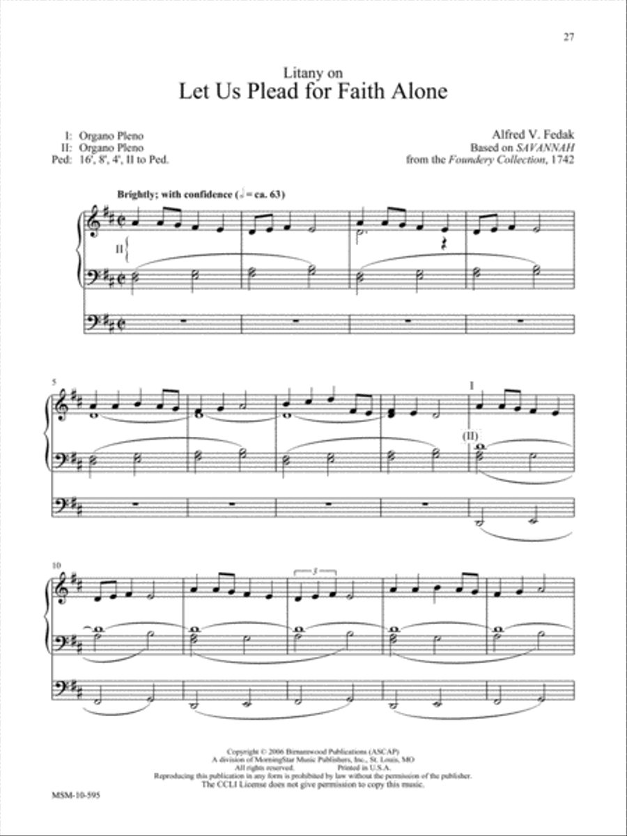 Let Us Plead for Faith Alone Organ scores gallery preview page 1
