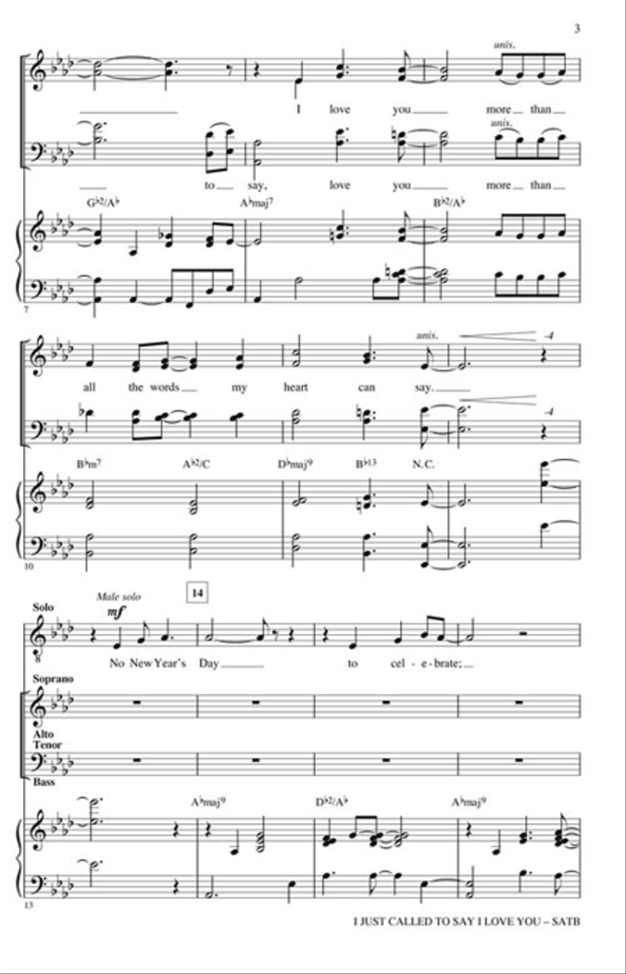 I Just Called to Say I Love You 4-Part scores gallery preview page 3