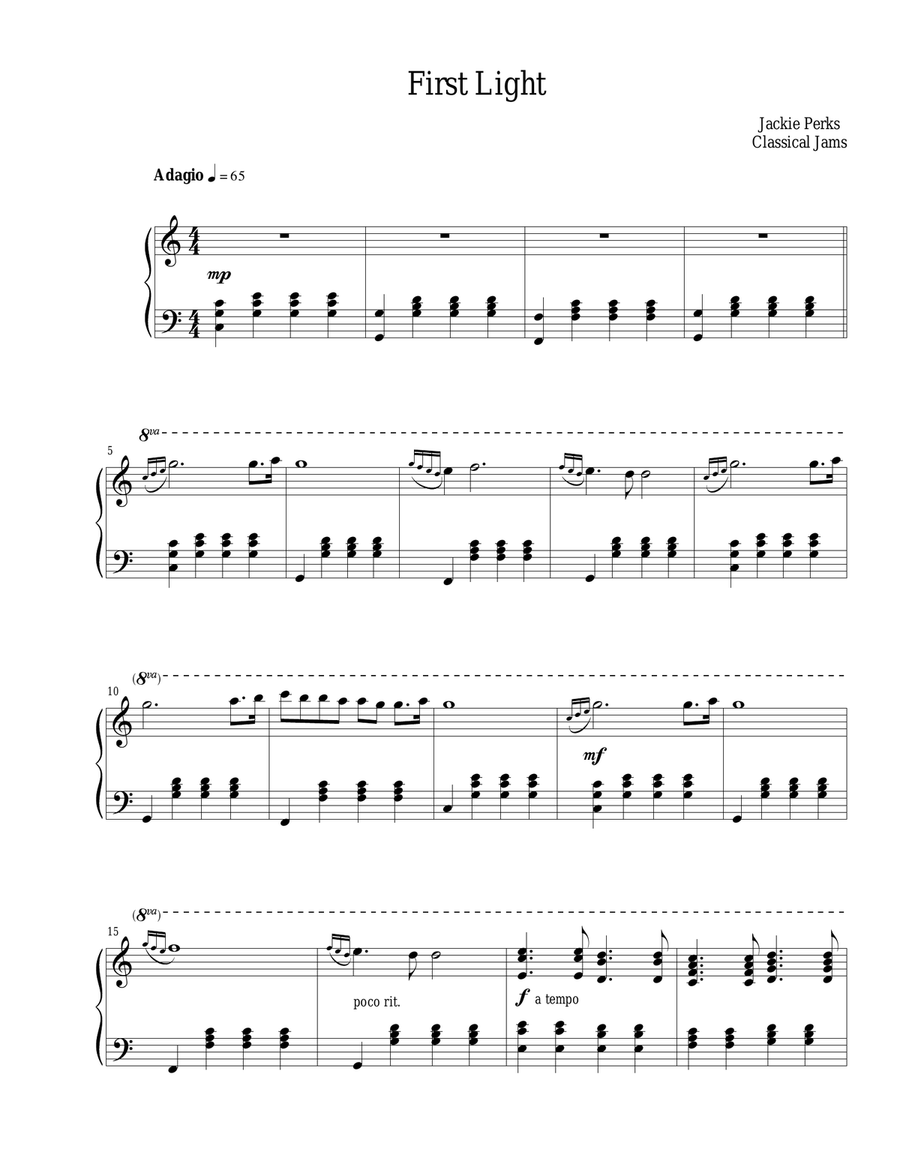 First Light First Light Piano Solo scores gallery preview page 1