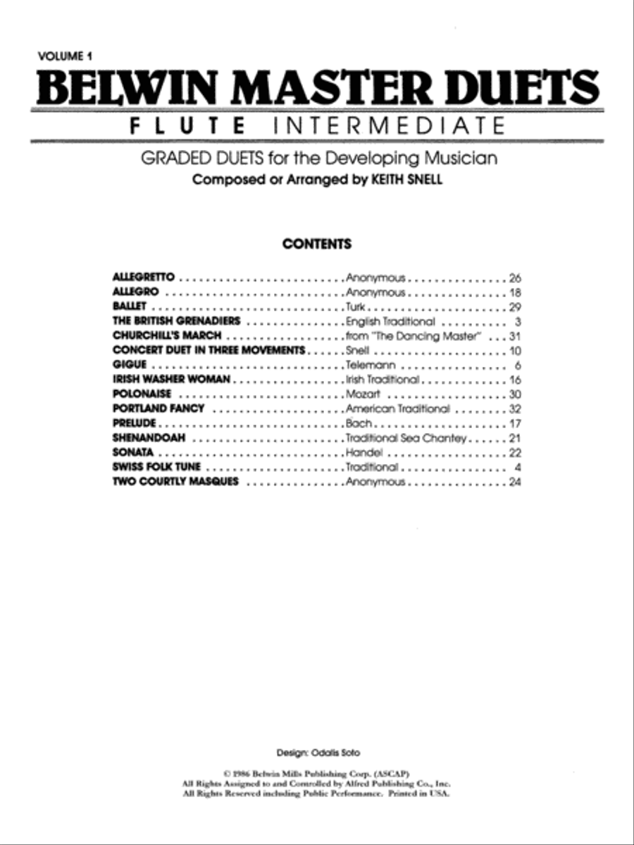 Belwin Master Duets (Flute), Volume 1 Flute Duet scores gallery preview page 2