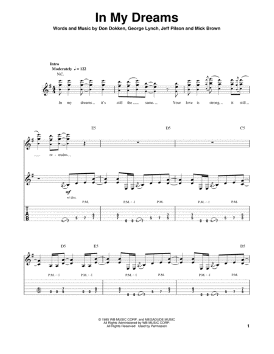 In My Dreams Electric Guitar scores gallery preview page 1