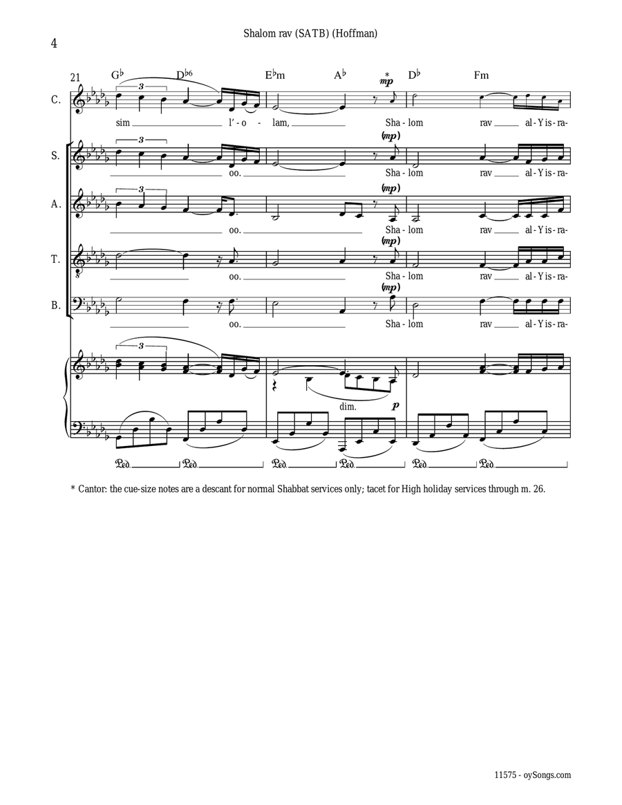 Shalom Rav Shalom Rav 4-Part scores gallery preview page 4