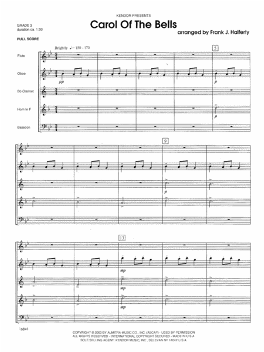 Carol Of The Bells Woodwind Quintet scores gallery preview page 2