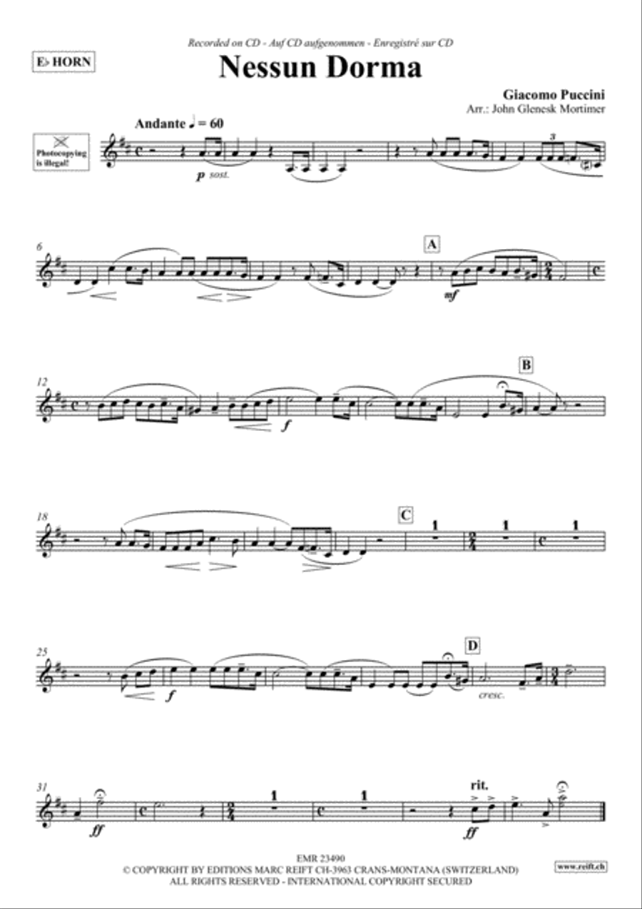 Nessun Dorma Horn scores gallery preview page 2