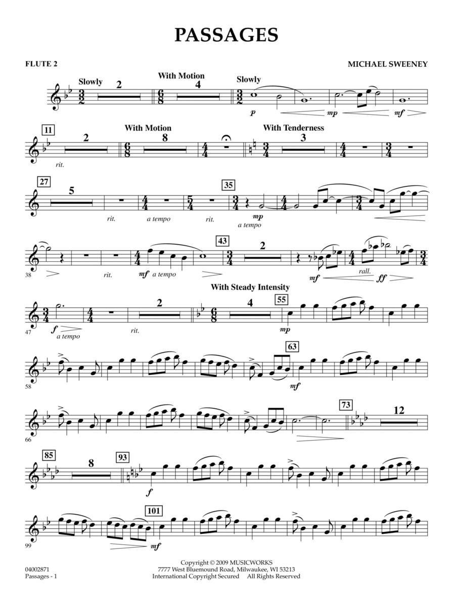 Passages - Flute 2 Passages - Flute 2 Flute scores gallery preview page 1