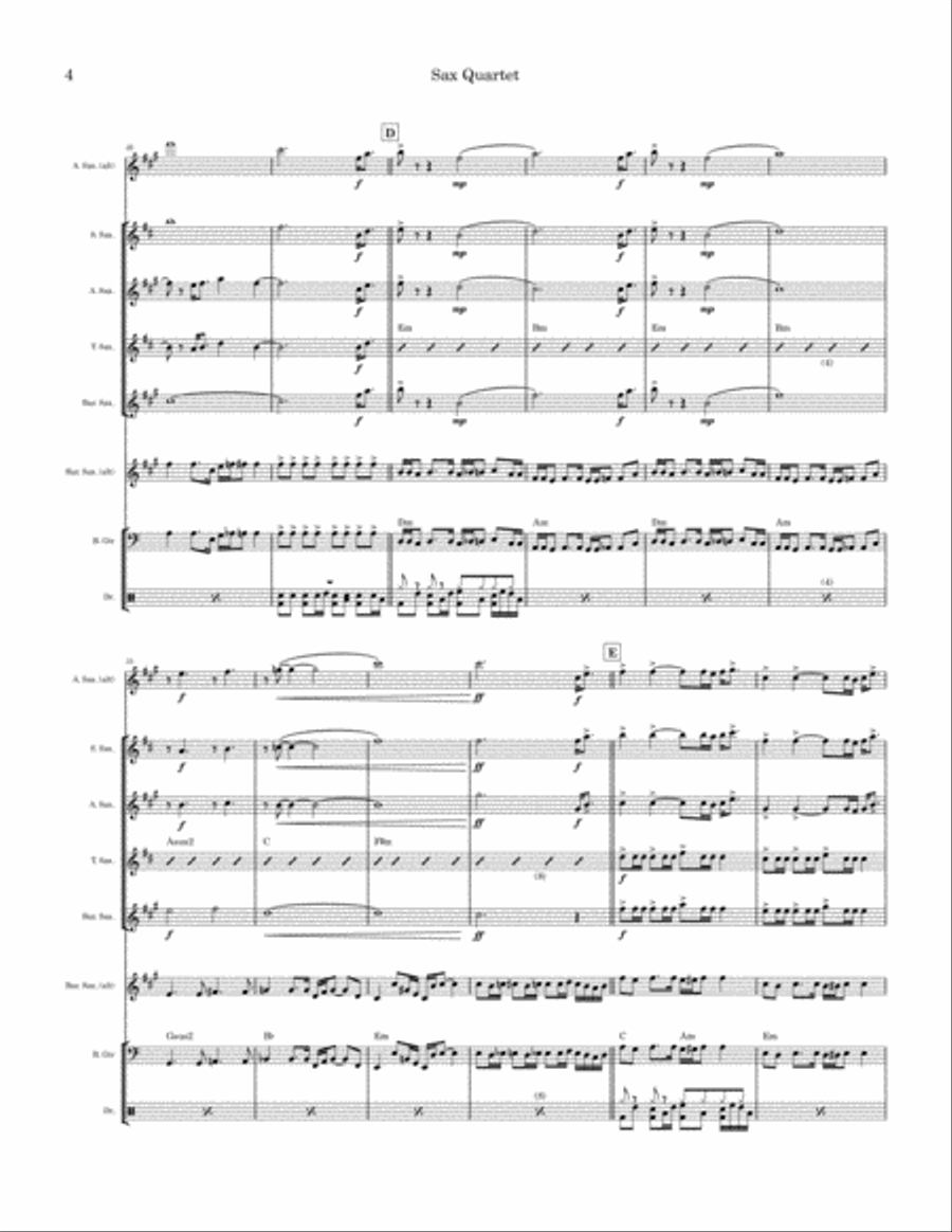 Gonna Fly Now Saxophone Quartet scores gallery preview page 4