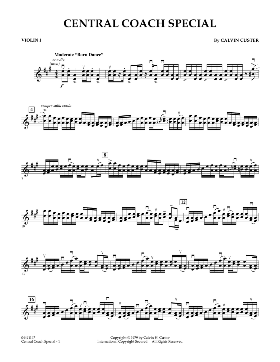Central Coach Special - Violin 1 Orchestra scores gallery preview page 1
