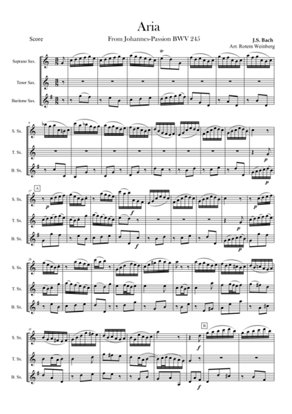 Aria from Johannes-Passion, for Saxophone Trio (S,T,B) image number null