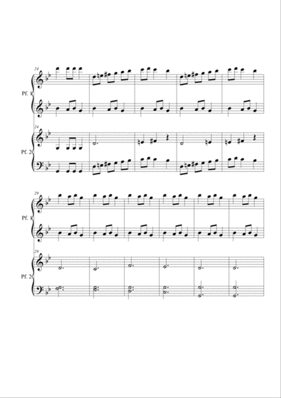 Carol of the bells. Piano 4 hands Easy Piano scores gallery preview page 3