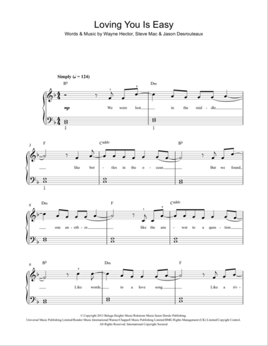 Loving You Is Easy Loving You Is Easy Easy Piano scores gallery preview page 1